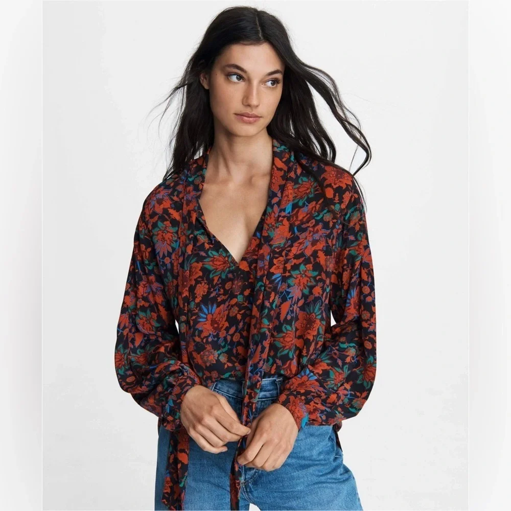 RARE RAG AND BONE NWT Emily Silk Floral Blouse—XS